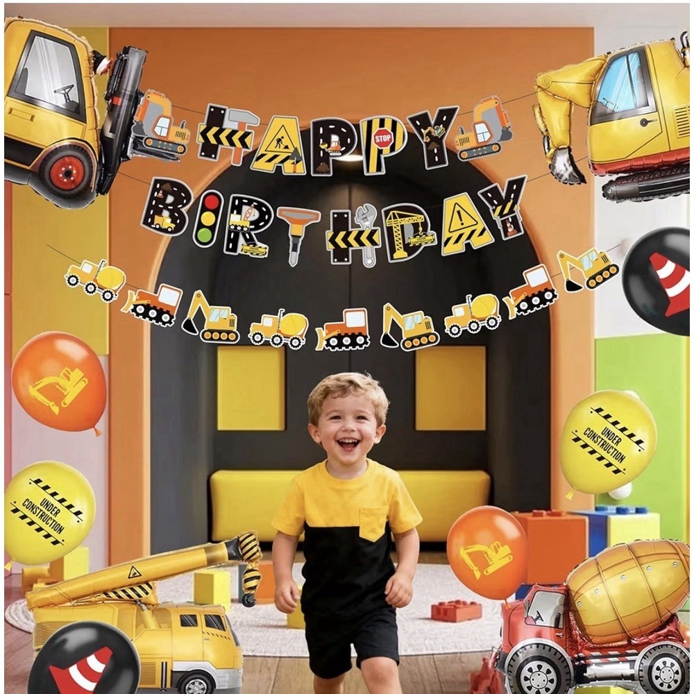 Construction Birthday Party Supplies Dump Truck Decorations Balloons Table Top - Picture 2 of 5